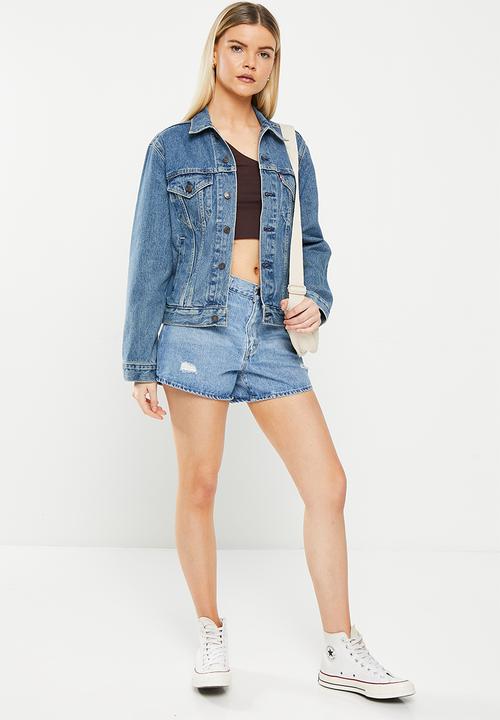 Levi’s® - Ex-boyfriend trucker za head above water - med indigo