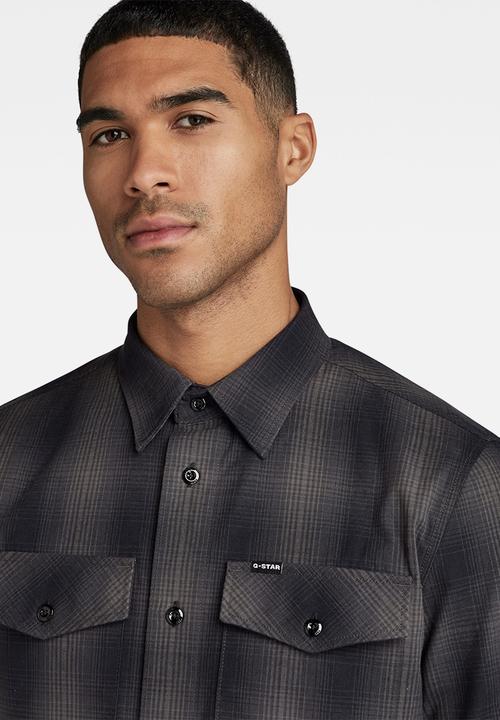 G-STAR - Marine slim shirt l\s Park flannel check - dk black vanderbilt check