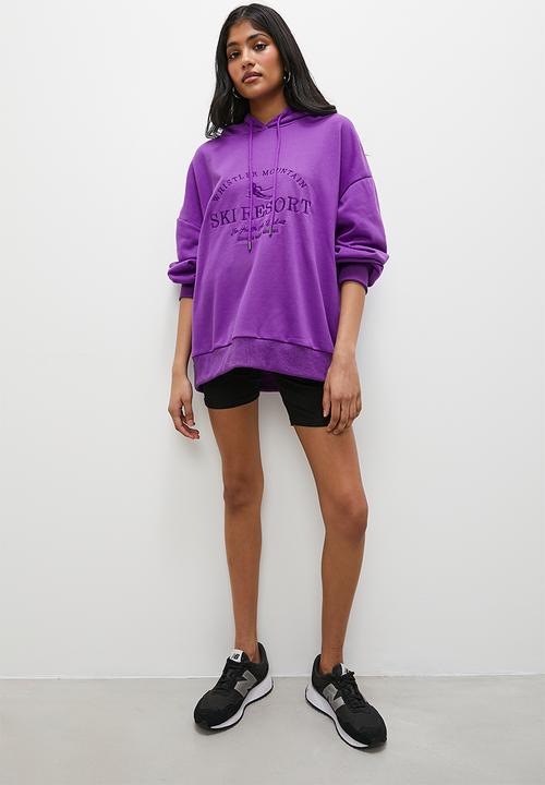Superbalist - Slouch hood with embroidery - purple