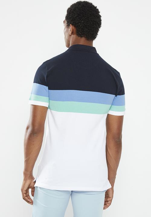 POLO - Mens bold stripe short sleeve golfer - navy 