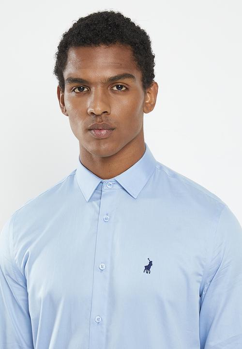 POLO - Men greig long sleeve shirt - mid blue 