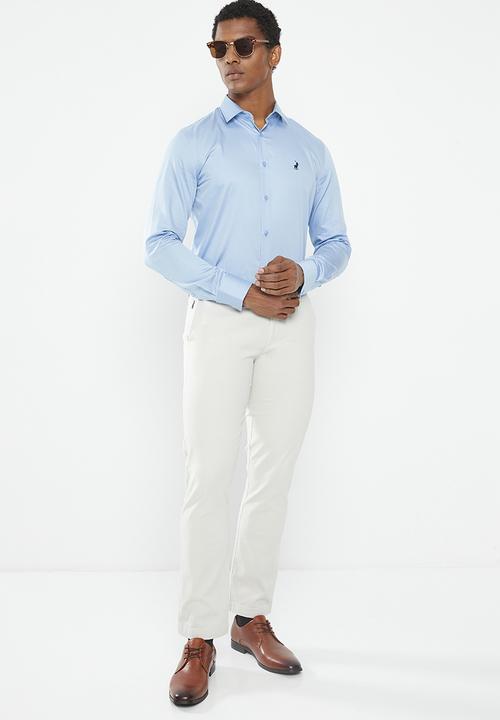 POLO - Men greig long sleeve shirt - mid blue 