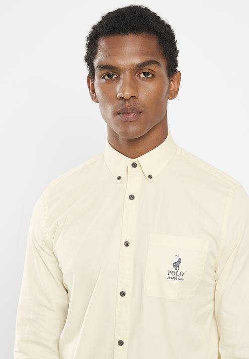 POLO - Mens pjc twill long sleeve shirt - ecru 