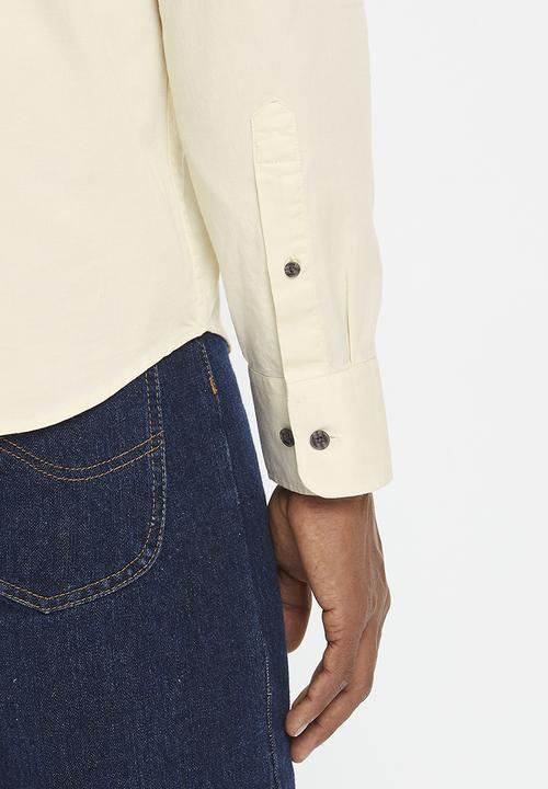 POLO - Mens pjc twill long sleeve shirt - ecru 