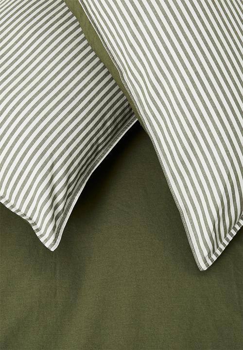 Hertex Haus - Cotton stripe bed set - moss
