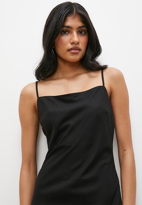Superbalist - Minimal square neck linen blend maxi - black