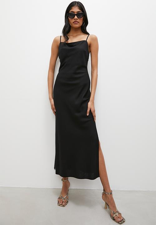Superbalist - Minimal square neck linen blend maxi - black