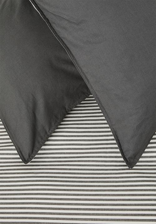 Hertex Haus - Cotton stripe bed set - charcoal
