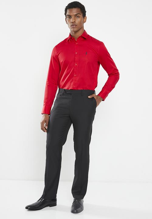 POLO - Mens greig long sleeve shirt - red