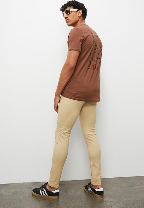 STYLE REPUBLIC - Face sketch print graphic tee - brown