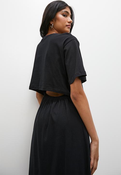 Superbalist - Openback knit midi dress - black