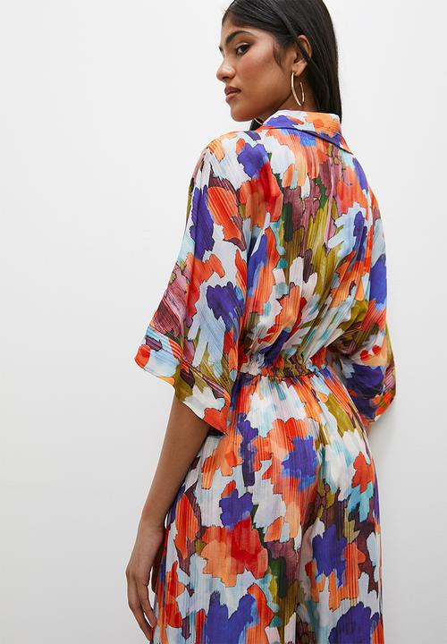 Superbalist - Relaxed printed short sleeve jumpsuit - abstract colour smudge1