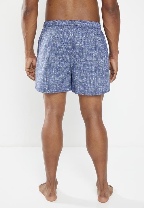 POLO - Geo square print woven boxer - navy