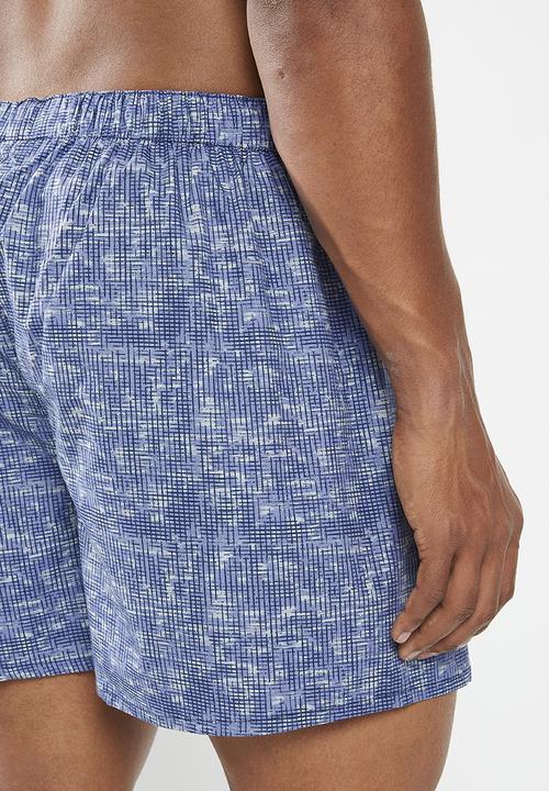 POLO - Geo square print woven boxer - navy