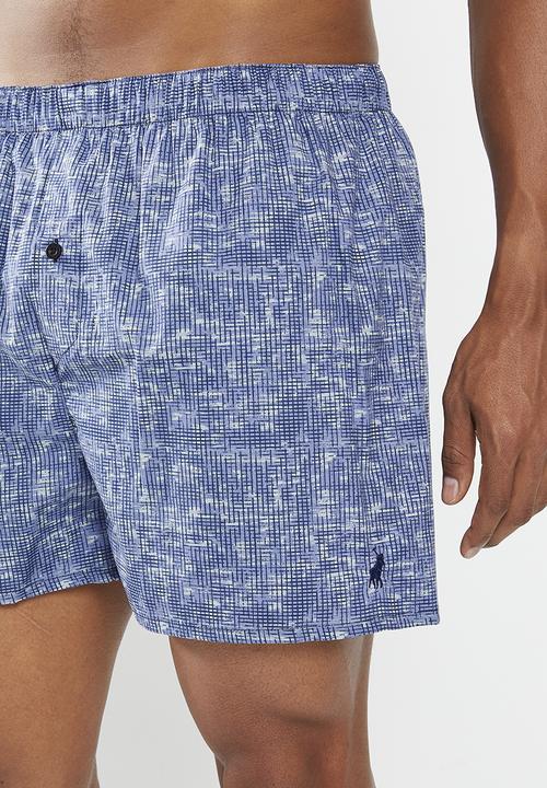 POLO - Geo square print woven boxer - navy
