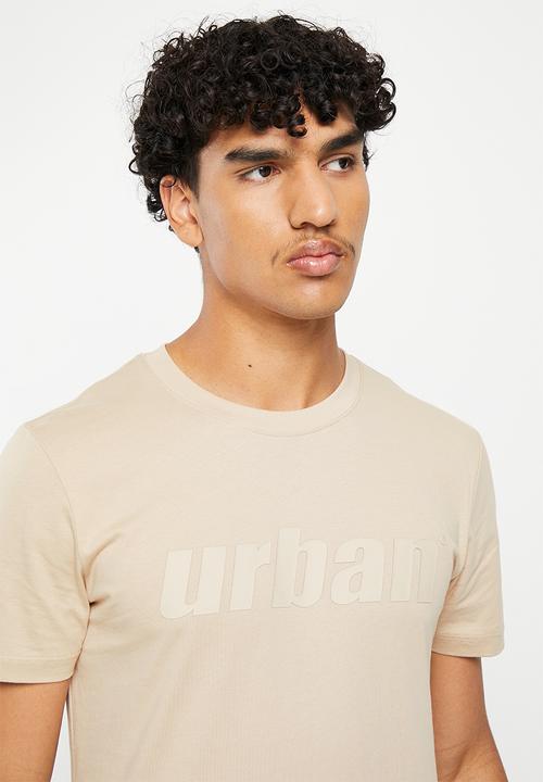 urban° - Mens urban core large hd print  tee  - oxford tan