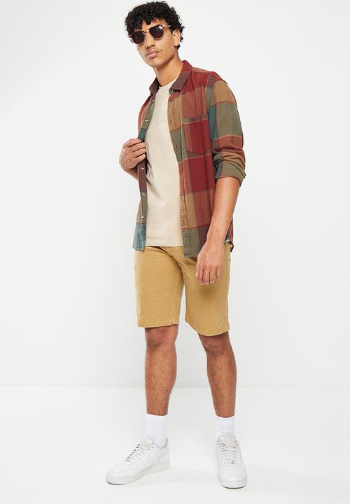 urban° - Mens urban core large hd print  tee  - oxford tan
