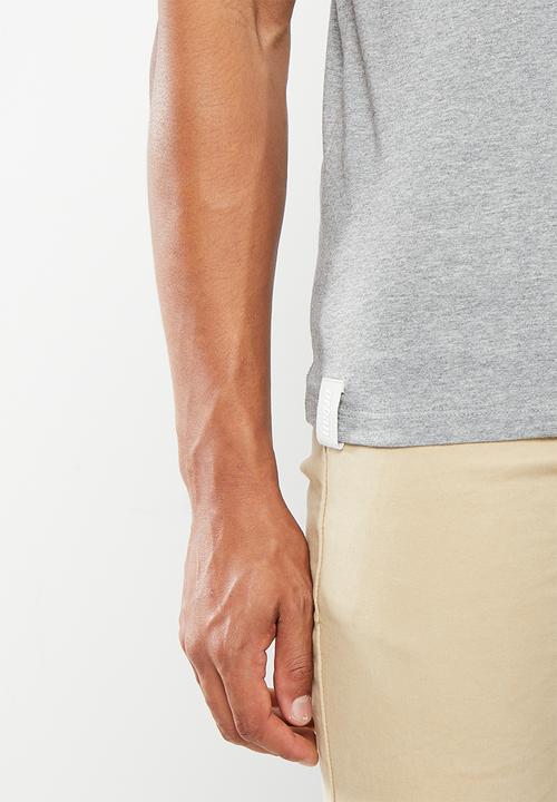 urban° - Mens Urban Core Large run stitch embrodiery Tee - SS - Grey Melange