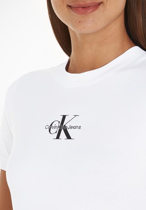 Calvin Klein - Monologo slim fit tee - bright white