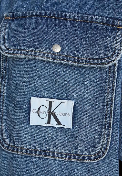 Calvin Klein - Oversized crop rounded hem shirt - denim medium