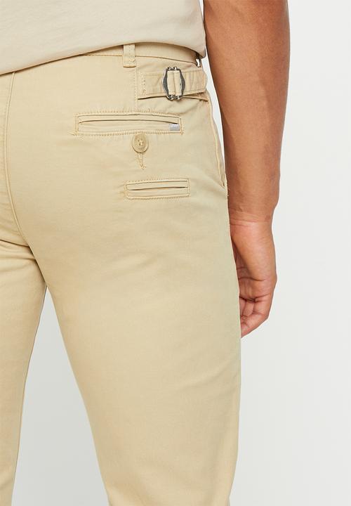 urban° - Mens Urban core 5 pkt enzyme wash chino Pants - White Asparagus