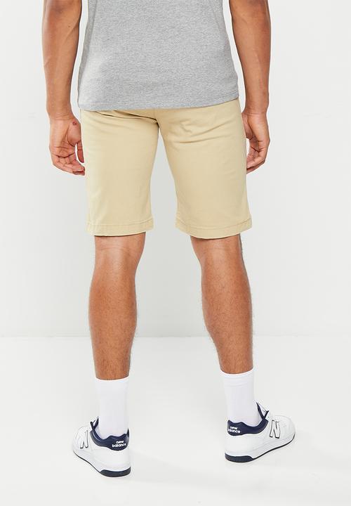 urban° - Mens urban core 5 pkt enzyme wash chino short - white asparagus