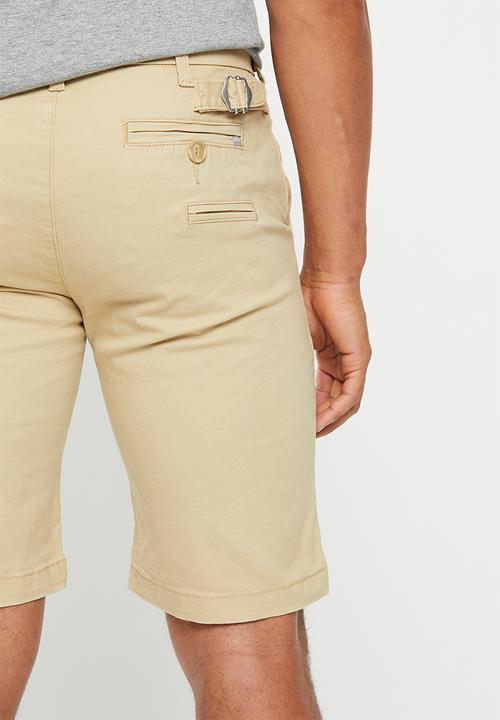 urban° - Mens urban core 5 pkt enzyme wash chino short - white asparagus