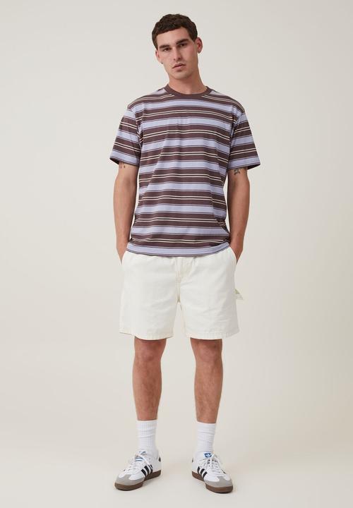 Cotton On - Loose fit stripe t-shirt - brown everyday stripe 