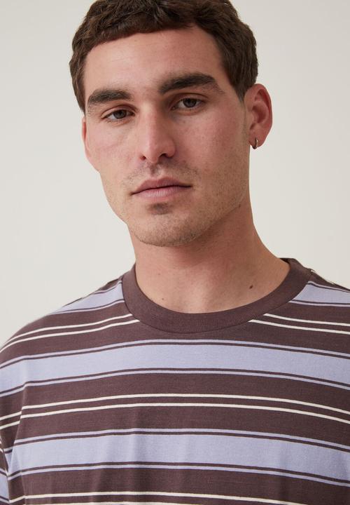 Cotton On - Loose fit stripe t-shirt - brown everyday stripe 