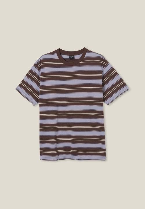 Cotton On - Loose fit stripe t-shirt - brown everyday stripe 