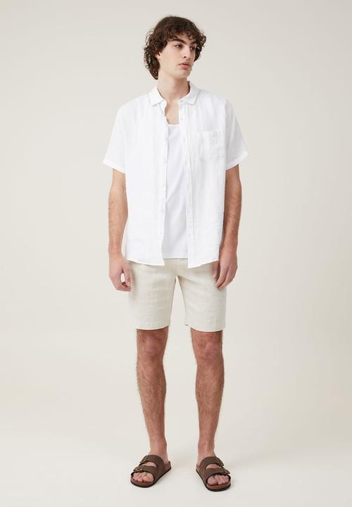 Cotton On - Linen pleat short - oatmeal
