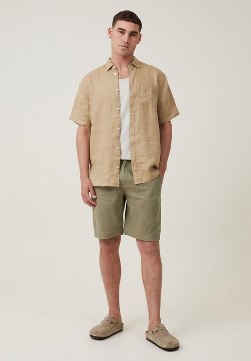 Cotton On - Linen pleat short - faded clover
