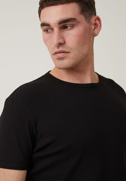 Cotton On - Ribbed t-shirt - black
