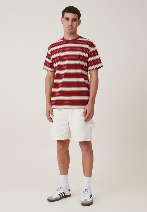 Cotton On - Loose fit stripe t-shirt - crimson everyday stripe