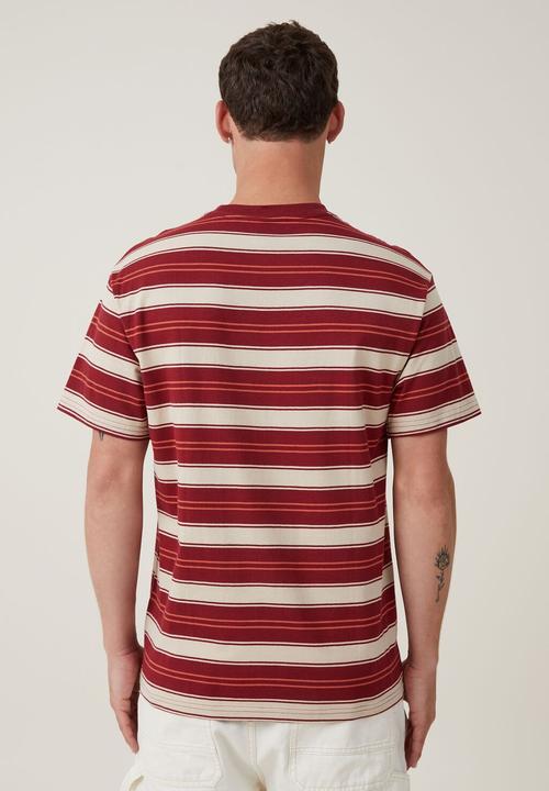 Cotton On - Loose fit stripe t-shirt - crimson everyday stripe