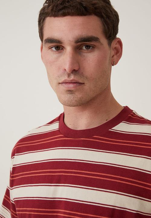 Cotton On - Loose fit stripe t-shirt - crimson everyday stripe