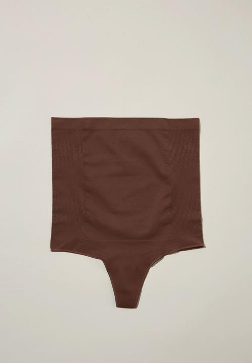 Cotton On - Plus seamless shapewear high waist g string brief - espresso