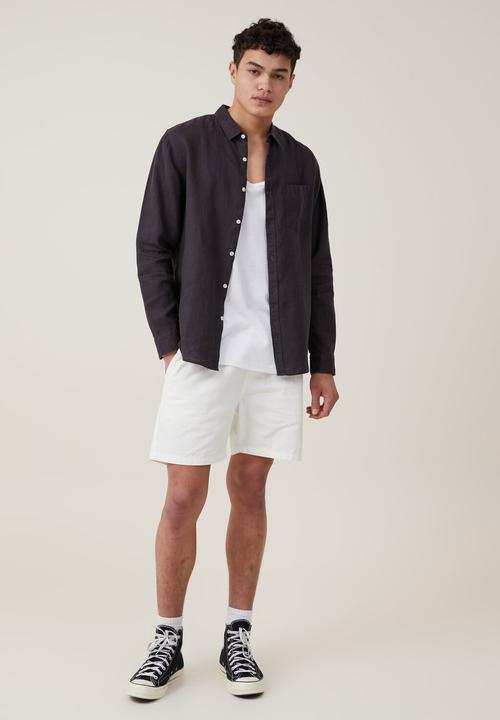 Cotton On - Linen long sleeve shirt - charcoal  