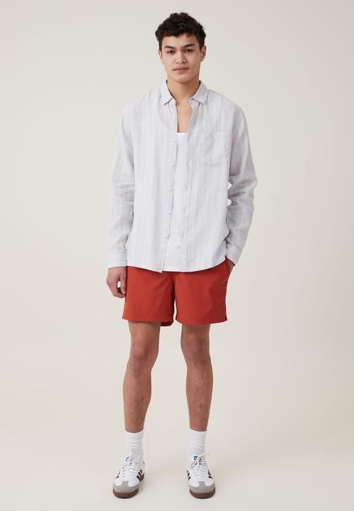 Cotton On - Linen long sleeve shirt - baby blue stripe 