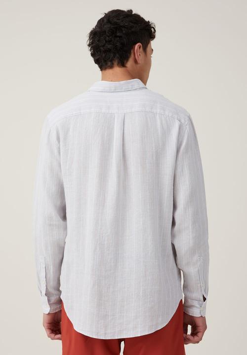 Cotton On - Linen long sleeve shirt - baby blue stripe 