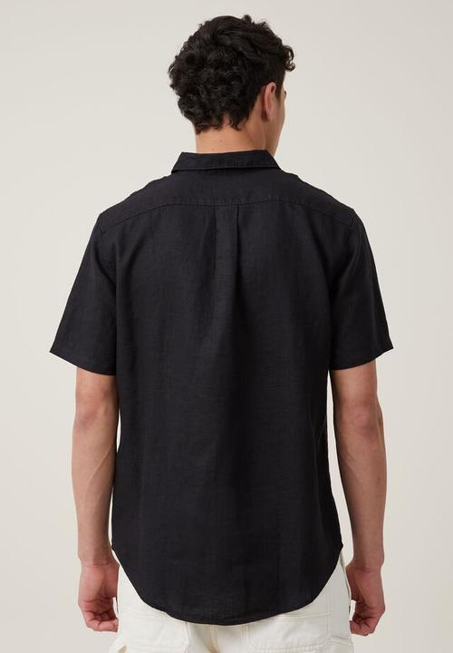 Cotton On - Linen short sleeve shirt - black 