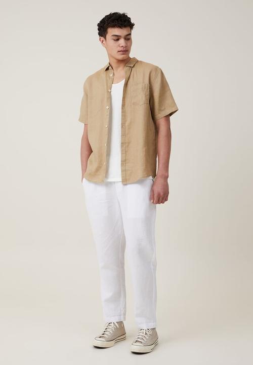 Cotton On - Linen short sleeve shirt - taupe 