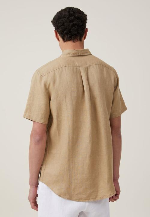 Cotton On - Linen short sleeve shirt - taupe 