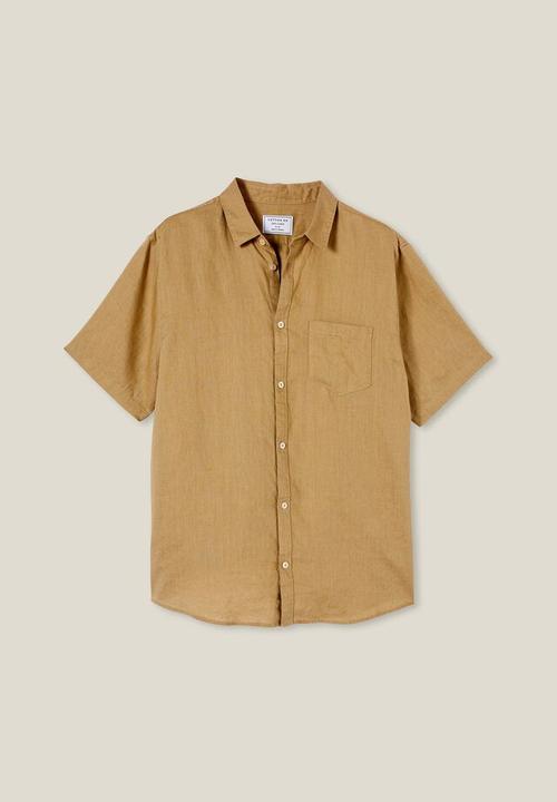 Cotton On - Linen short sleeve shirt - taupe 