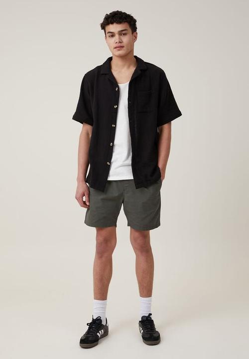 Cotton On - Palma short sleeve shirt - washed black 