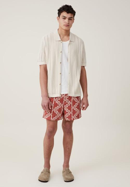 Cotton On - Pablo short sleeve shirt - ecru ladder 