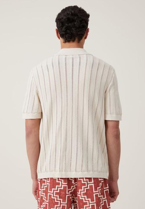 Cotton On - Pablo short sleeve shirt - ecru ladder 
