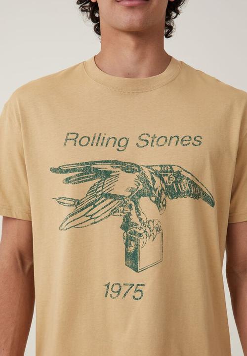 Cotton On - Loose fit music t-shirt - lcn bra light camel rolling stones eagle 