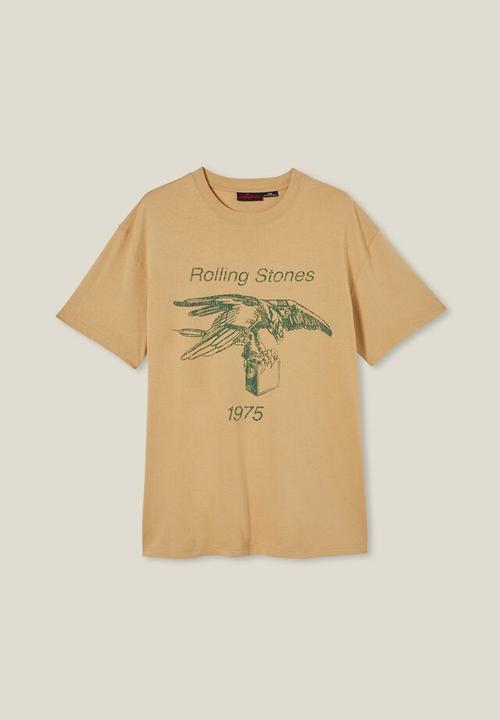 Cotton On - Loose fit music t-shirt - lcn bra light camel rolling stones eagle 