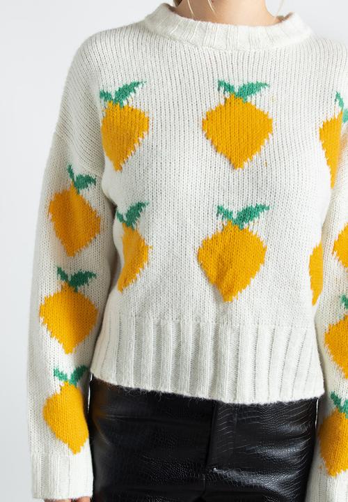 Daisy Street - Knitted lemon jumper - cream lemon